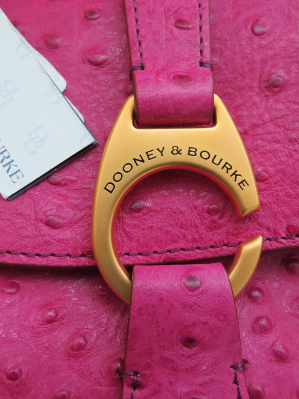 Dooney & Bourke Magenta Pink Ostrich Embossed Leather Crossbody Bag NWT - Picture 2 of 5
